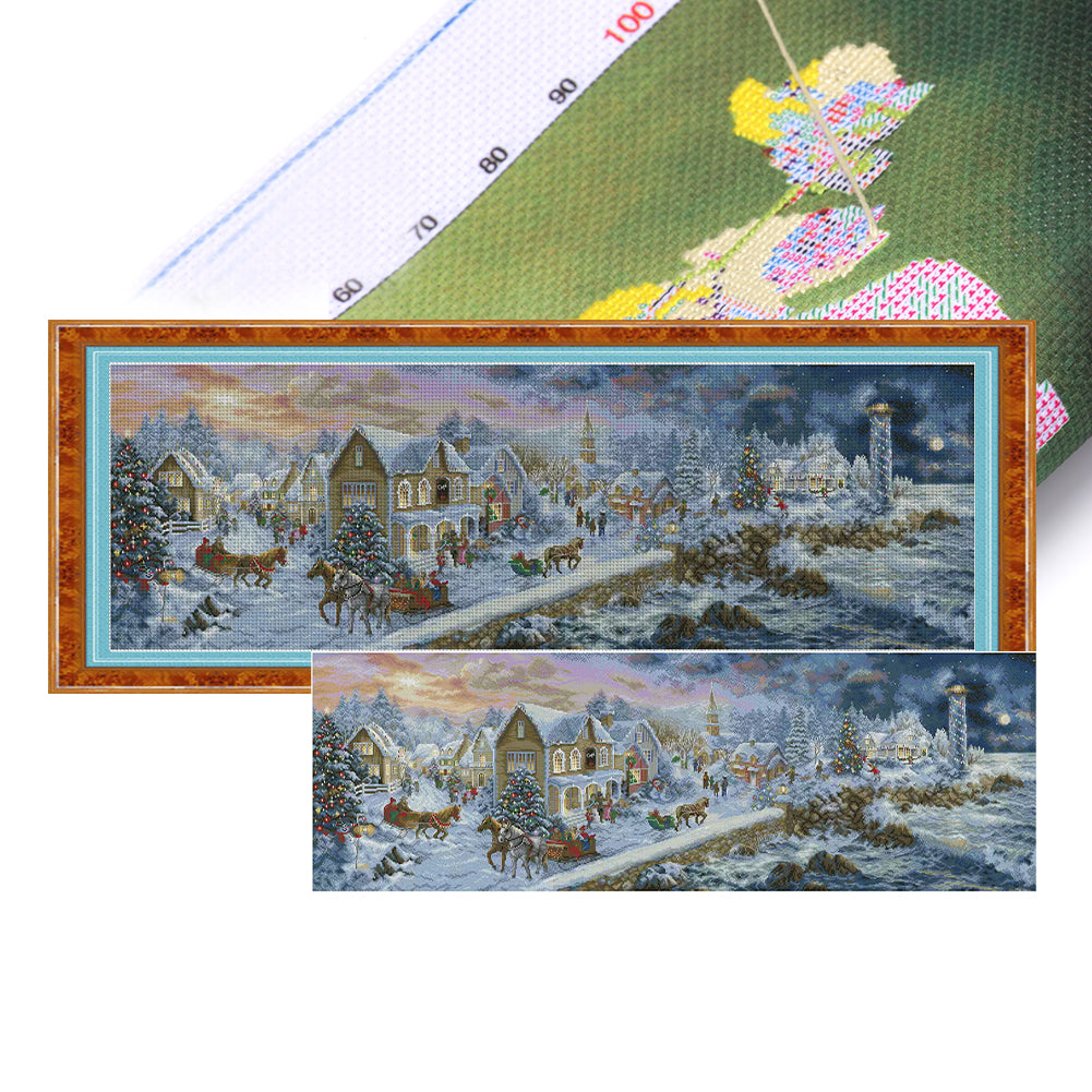 Seaside Christmas Town - 117*46CM 14CT Stamped Cross Stitch (Xiaobai Brand)