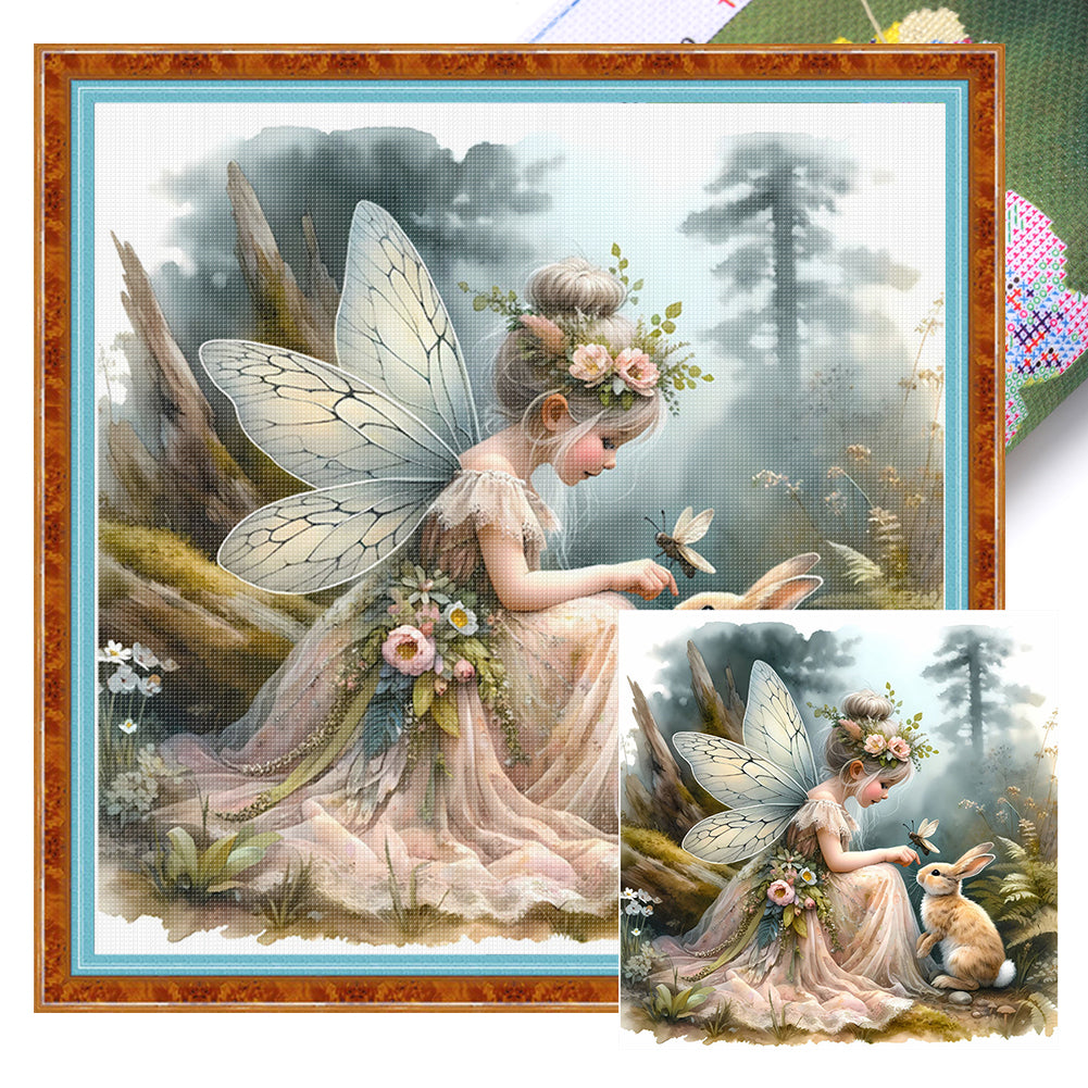 Forest Fairy And Rabbit - 40*40CM 14CT Stamped Cross Stitch
