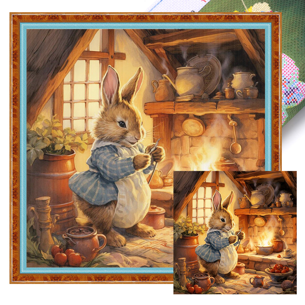 Kitchen Rabbit - 40*40CM 14CT Stamped Cross Stitch
