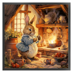 Kitchen Rabbit - 40*40CM 14CT Stamped Cross Stitch