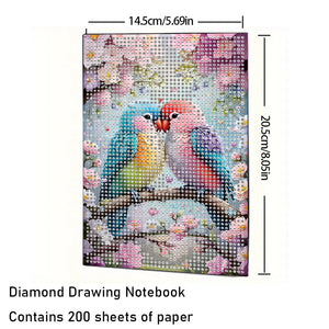 5D DIY Diamond Art Painting Notebook Kit Crystal Notepad Sketchbook for Birthday