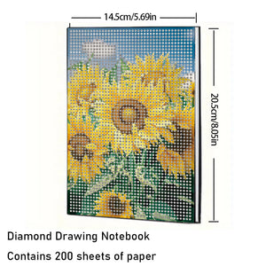 5D DIY Diamond Art Painting Notebook Kit Crystal Notepad Sketchbook for Birthday