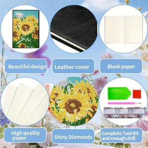5D DIY Diamond Art Painting Notebook Kit Crystal Notepad Sketchbook for Birthday