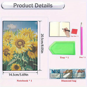 5D DIY Diamond Art Painting Notebook Kit Crystal Notepad Sketchbook for Birthday