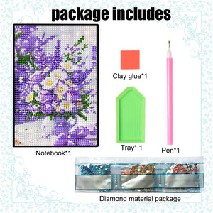 5D DIY Diamond Art Painting Notebook Kit Crystal Notepad Sketchbook for Birthday