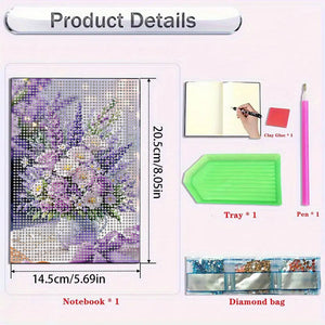 5D DIY Diamond Art Painting Notebook Kit Crystal Notepad Sketchbook for Birthday