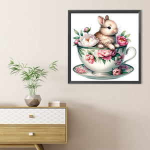 Rabbit And Peony 40*40CM(Canvas) Full Round Drill Diamond Painting