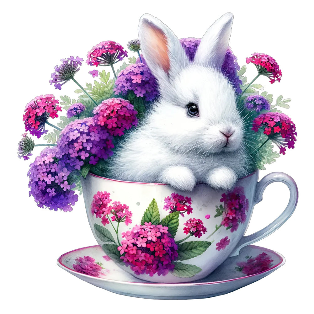 Rabbit And Flower 40*40CM(Canvas) Full Round Drill Diamond Painting