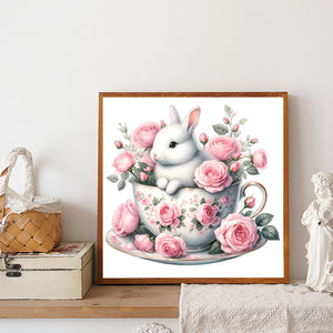 Rabbit And Rose 40*40CM(Canvas) Full Round Drill Diamond Painting