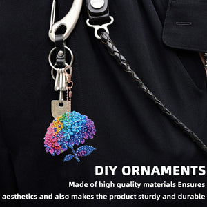 6PCS 2D Flat DIY Diamond Painting Keychain Double Sided Drill Diamond Art Kits