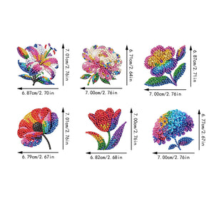 6PCS 2D Flat DIY Diamond Painting Keychain Double Sided Drill Diamond Art Kits