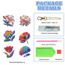Load image into Gallery viewer, 6PCS 2D Flat DIY Diamond Painting Keychain Double Sided Drill Diamond Art Kits
