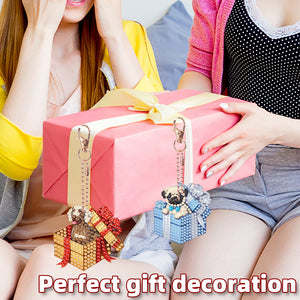 6PCS 2D Flat DIY Diamond Painting Keychain Double Sided Drill Diamond Art Kits