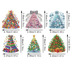 6PCS 2D Flat DIY Diamond Painting Keychain Double Sided Drill Diamond Art Kits
