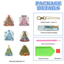 Load image into Gallery viewer, 6PCS 2D Flat DIY Diamond Painting Keychain Double Sided Drill Diamond Art Kits
