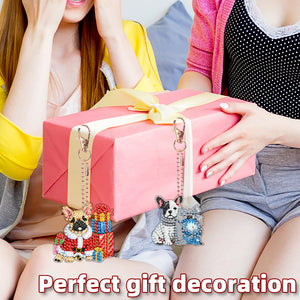 6PCS 2D Flat DIY Diamond Painting Keychain Double Sided Drill Diamond Art Kits