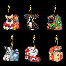 Load image into Gallery viewer, 6PCS 2D Flat DIY Diamond Painting Keychain Double Sided Drill Diamond Art Kits
