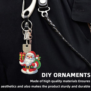 6PCS 2D Flat DIY Diamond Painting Keychain Double Sided Drill Diamond Art Kits