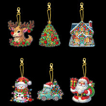 Load image into Gallery viewer, 6PCS 2D Flat DIY Diamond Painting Keychain Double Sided Drill Diamond Art Kits
