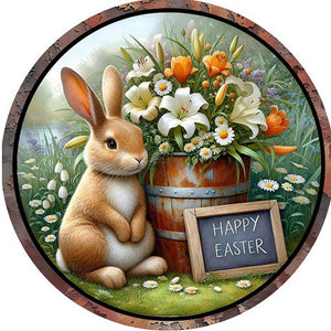 Rabbit And Flower 30*30CM(Canvas) Full Round Drill Diamond Painting