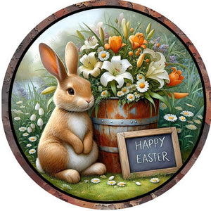 Rabbit And Flower 30*30CM(Canvas) Full Round Drill Diamond Painting