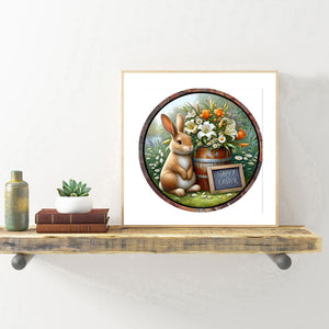 Rabbit And Flower 30*30CM(Canvas) Full Round Drill Diamond Painting