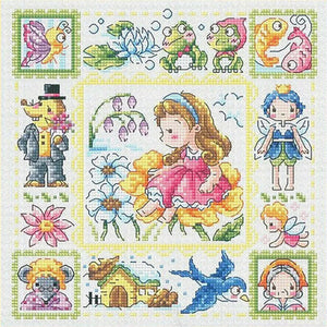 Girl On The Flower - 30*30CM 14CT Stamped Cross Stitch(Fairy Brand)