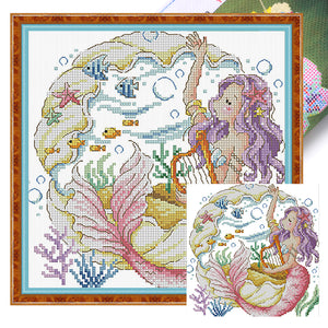 The Mermaid'S Song - 30*30CM 14CT Stamped Cross Stitch(Fairy Brand)