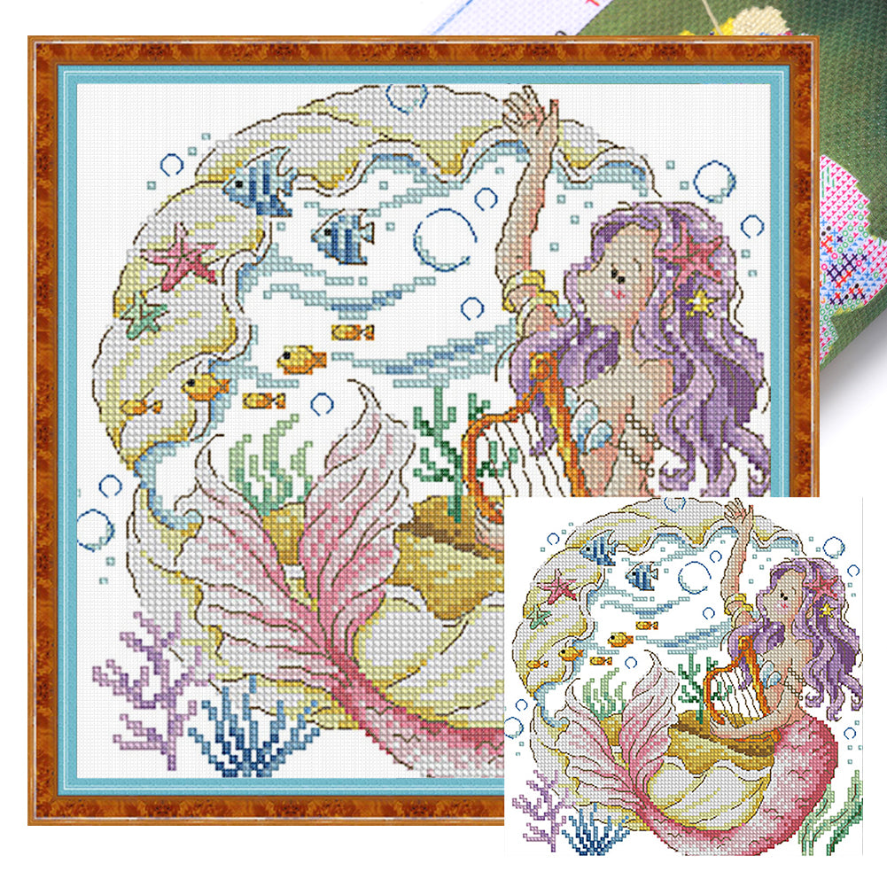 The Mermaid'S Song - 30*30CM 14CT Stamped Cross Stitch(Fairy Brand)