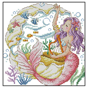 The Mermaid'S Song - 30*30CM 14CT Stamped Cross Stitch(Fairy Brand)