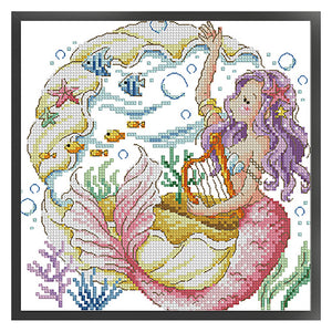 The Mermaid'S Song - 30*30CM 14CT Stamped Cross Stitch(Fairy Brand)
