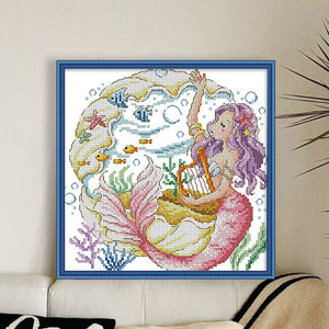 The Mermaid'S Song - 30*30CM 14CT Stamped Cross Stitch(Fairy Brand)