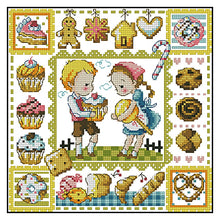 Load image into Gallery viewer, Gingerbread Cookies - 30*30CM 14CT Stamped Cross Stitch(Fairy Brand)
