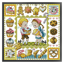 Load image into Gallery viewer, Gingerbread Cookies - 30*30CM 14CT Stamped Cross Stitch(Fairy Brand)
