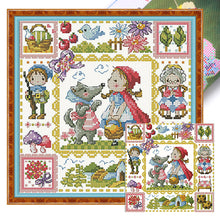 Load image into Gallery viewer, Little Red Riding Hood And Grandma Wolf - 30*30CM 14CT Stamped Cross Stitch(Fairy Brand)
