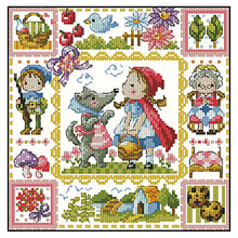 Load image into Gallery viewer, Little Red Riding Hood And Grandma Wolf - 30*30CM 14CT Stamped Cross Stitch(Fairy Brand)
