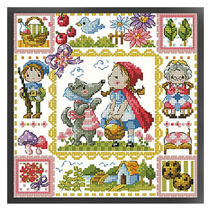 Little Red Riding Hood And Grandma Wolf - 30*30CM 14CT Stamped Cross Stitch(Fairy Brand)