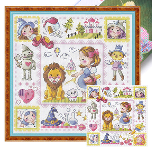 Little Lion Girl - 30*30CM 14CT Stamped Cross Stitch(Fairy Brand)