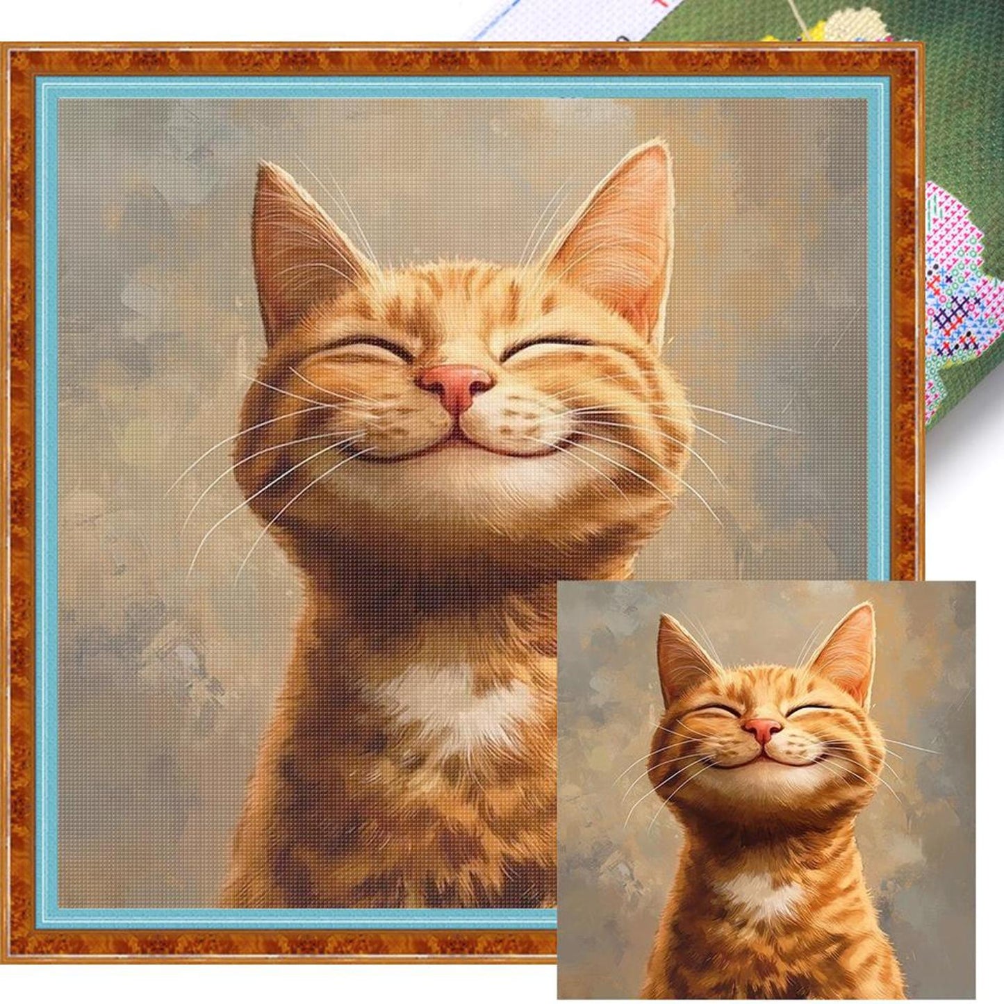 Cat - Full 11CT Stamped Cross Stitch 40x40CM - Yishu