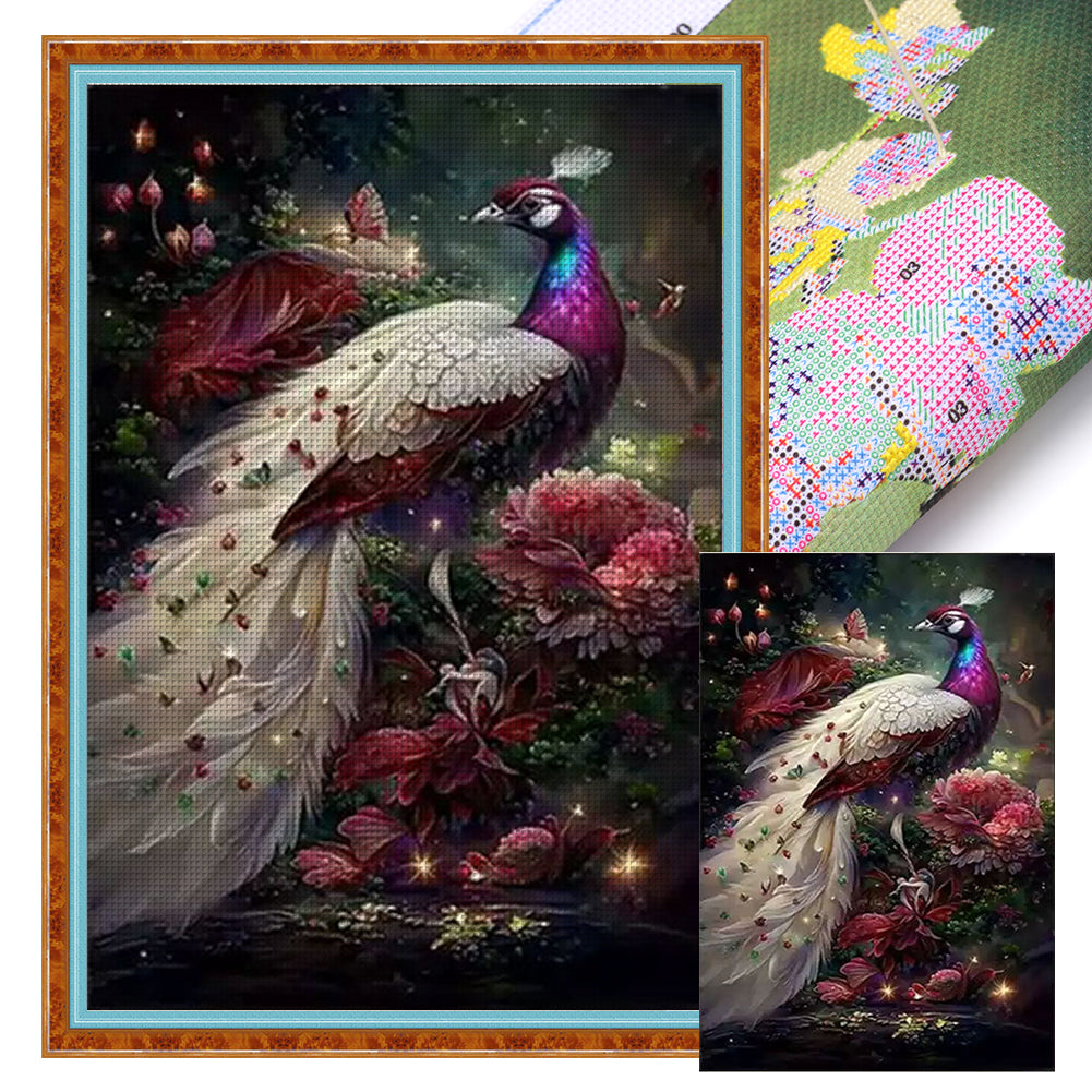 Gorgeous Peony Peacock - 50*73CM 11CT Stamped Cross Stitch(Mona Lisa Brand)