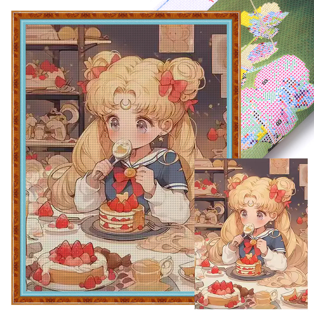 Dessert Moon Rabbit - 65*80CM 9CT Stamped Cross Stitch(Mona Lisa Brand)