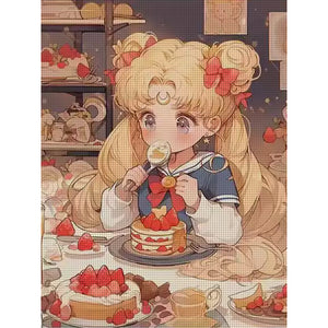 Dessert Moon Rabbit - 65*80CM 9CT Stamped Cross Stitch(Mona Lisa Brand)