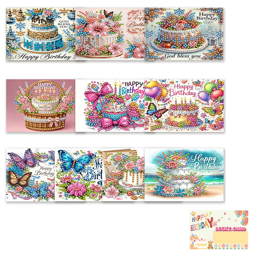10pcs DIY Diamond Painting Crystal Scratch Card Rhinestone Party Event Gift Card