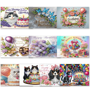 10pcs DIY Diamond Painting Crystal Scratch Card Rhinestone Party Event Gift Card