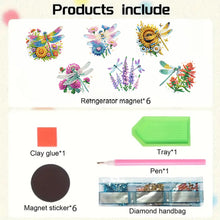 Load image into Gallery viewer, 6PCS 2D Flat DIY Diamond Art Refrigerator Magnet Sticker for Home Kitchen Decor
