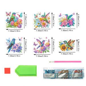 6PCS 2D Flat DIY Diamond Art Refrigerator Magnet Sticker for Home Kitchen Decor