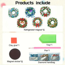 Load image into Gallery viewer, 6PCS 2D Flat DIY Diamond Art Refrigerator Magnet Sticker for Home Kitchen Decor
