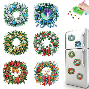 6PCS 2D Flat DIY Diamond Art Refrigerator Magnet Sticker for Home Kitchen Decor