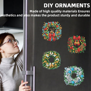 6PCS 2D Flat DIY Diamond Art Refrigerator Magnet Sticker for Home Kitchen Decor