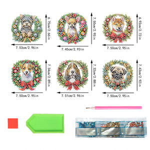 6PCS 2D Flat DIY Diamond Art Refrigerator Magnet Sticker for Home Kitchen Decor